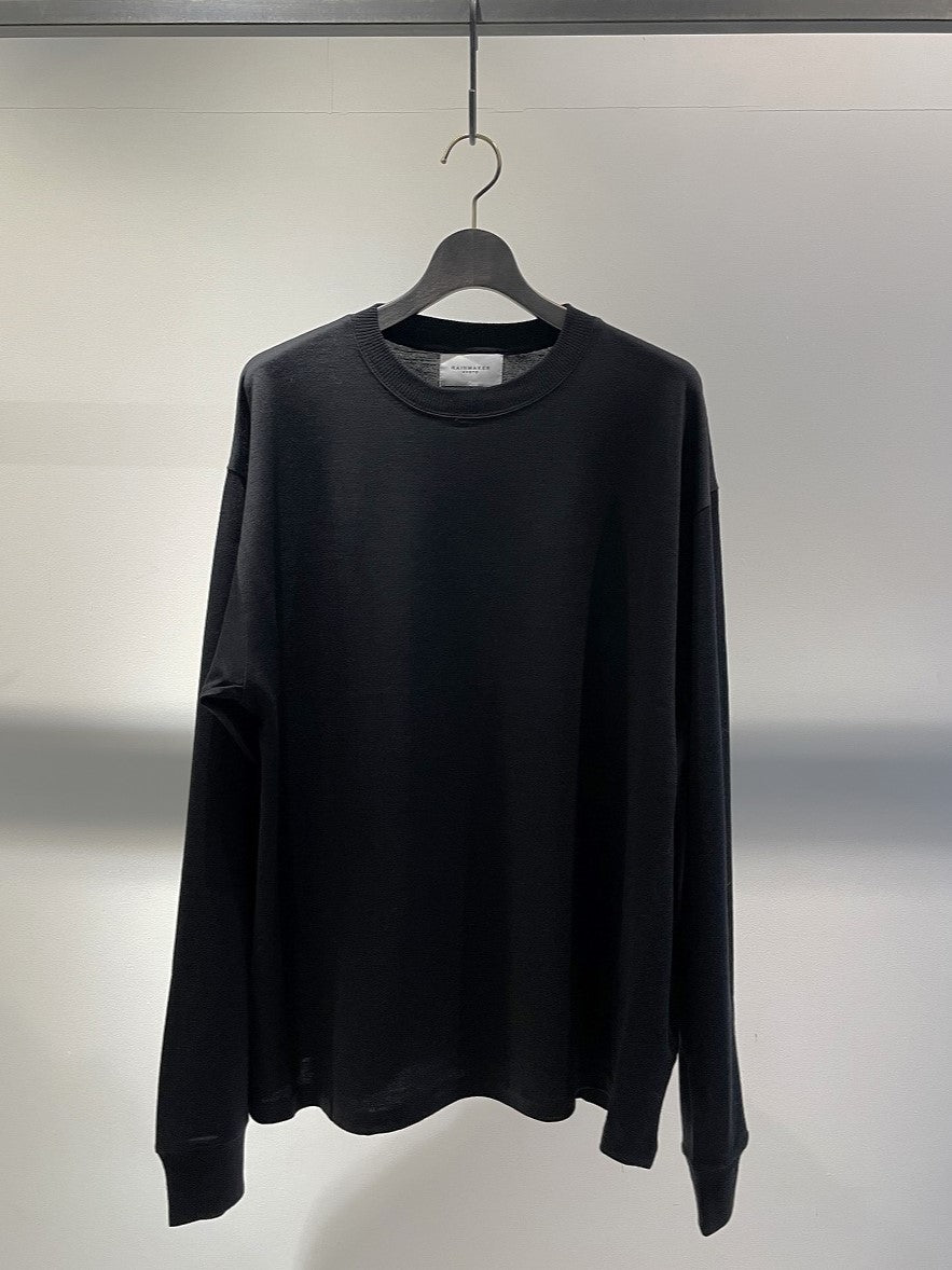RAINMAKER / WASHABLE WOOL CREW NECK SHIRT / BLACK