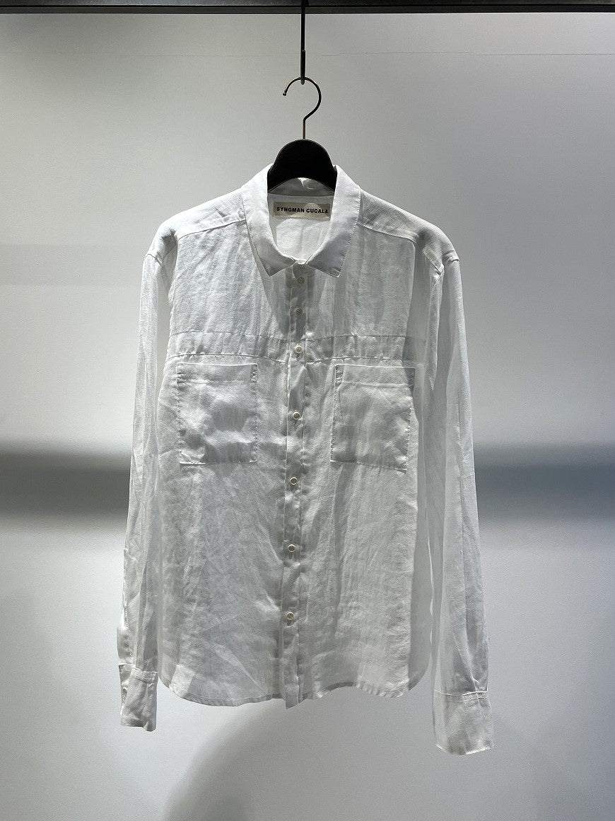 SYNGMAN CUCALA / BAND COLLAR LINEN SHIRT / WHITE