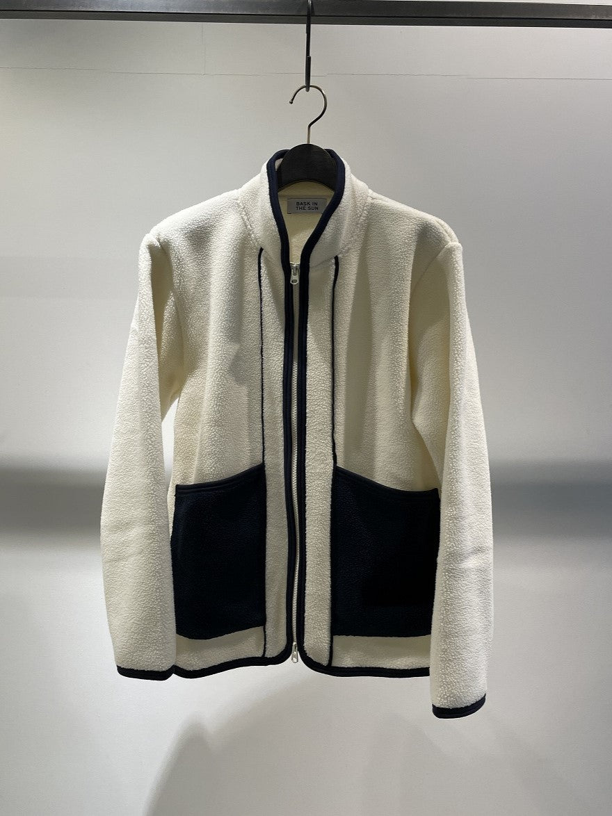 BASK IN THE SUN / ZIP UP FLEECE JACKET / CREAM