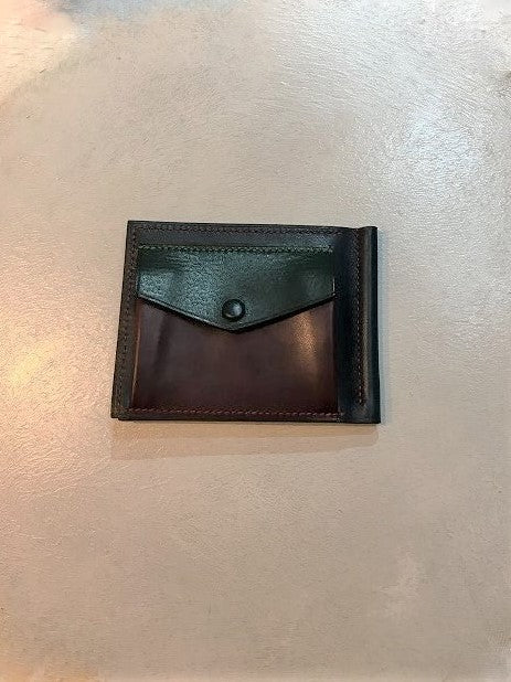 MASTERY / MONEY CLIP WALLET WITH COINCASE / BURGUNDY-GREEN