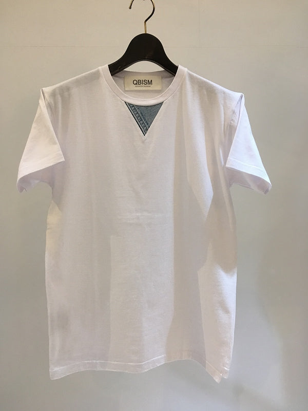 QBISM / DENIM TRIANGLE T-SHIRT / WHITE