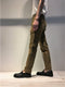 BIRO / PANELLED MOLESKIN PANTS / OLIVE