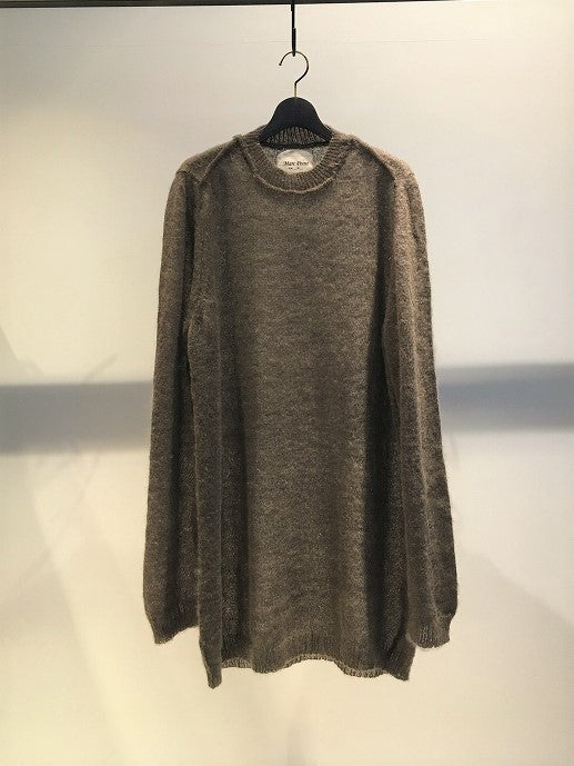 MARC POINT / RAW EDGE LONG CREW NECK KNIT / SAND