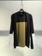QASIMI / COLOUR BLOCK LONG SLEEVE TEE / BLACK-KHAKI-WHITE