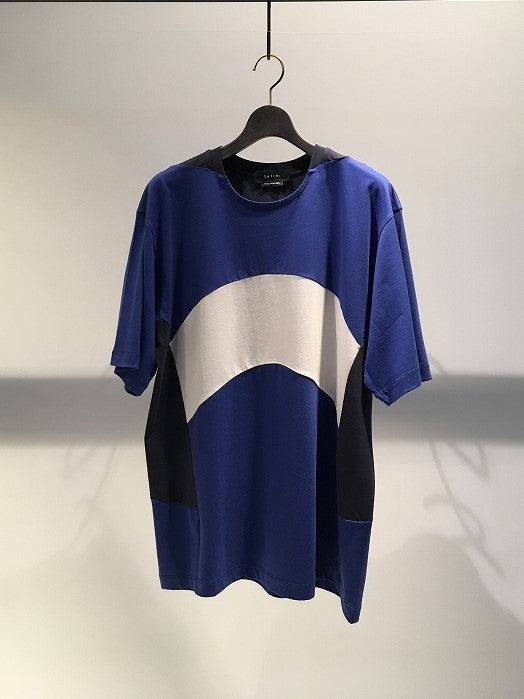 QASIMI / COLOUR BLOCK OVERSIZED TEE / COBALT BLUE - WHITE