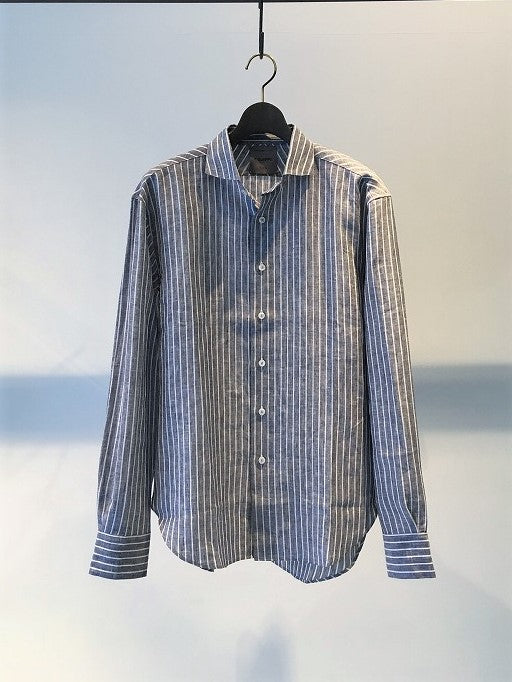 BIRO / STRIPE LINEN SHIRT / BLACK