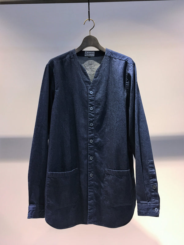 BEVILCAQUA / V-NECK SHIRT / INDIGO