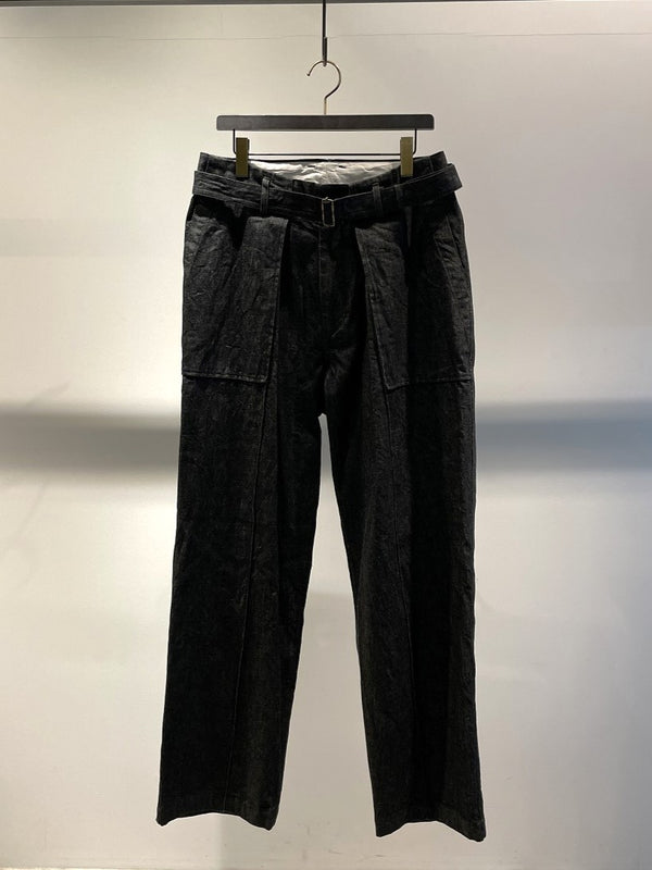 MAISON MILL / BELTED DENIM TROUSERS / BLACK