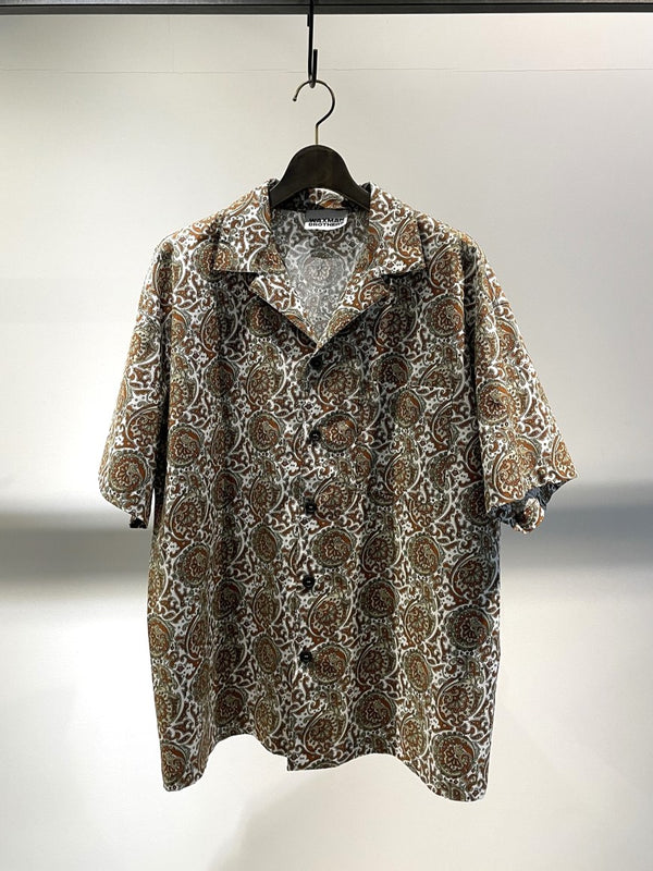 WAXMAN BROTHERS / OPEN COLLAR SHIRT SHORT SLEEVE / WHT×BWN