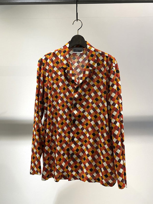 WAXMAN BROTHERS / OPEN COLLAR SHIRT / WHT×ORG