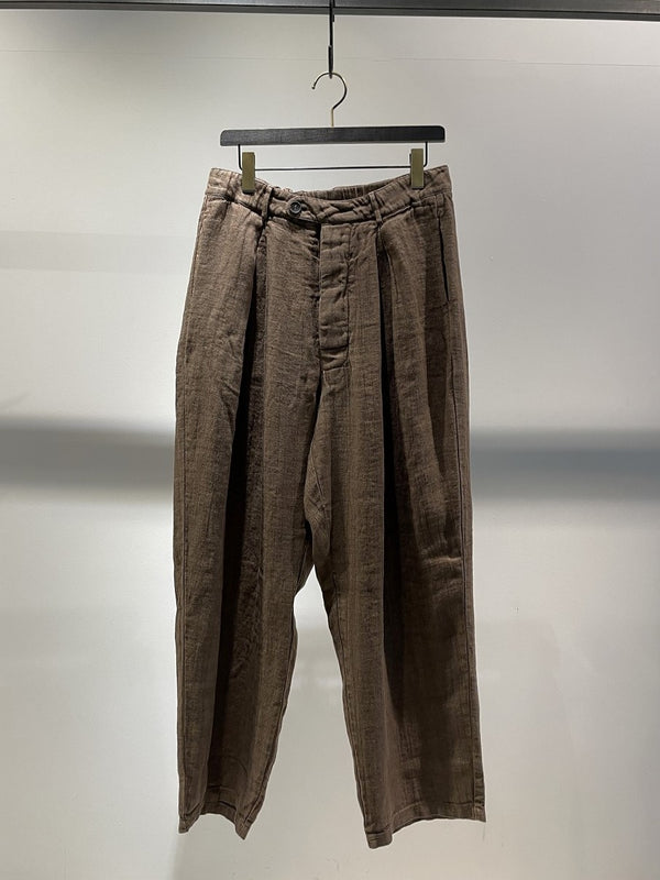 MARC POINT  / LINEN WIDE TROUSER / BARK