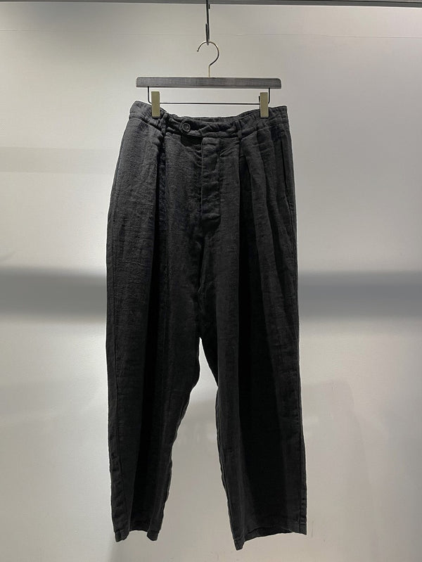 MARC POINT  / LINEN WIDE TROUSER / BLACK