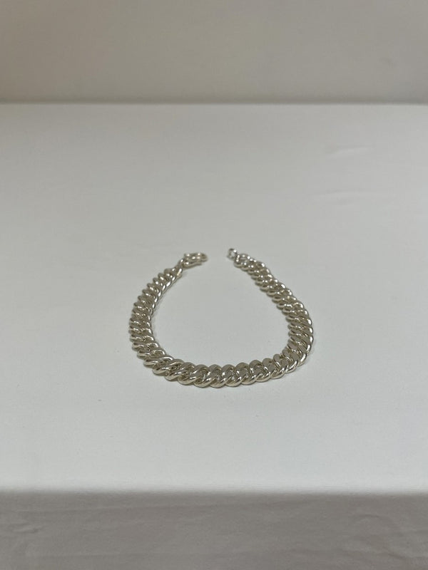 HILL TRIBE JEWELRY / CUBAN CHAIN BRACELET HAND-MADE / SILVER
