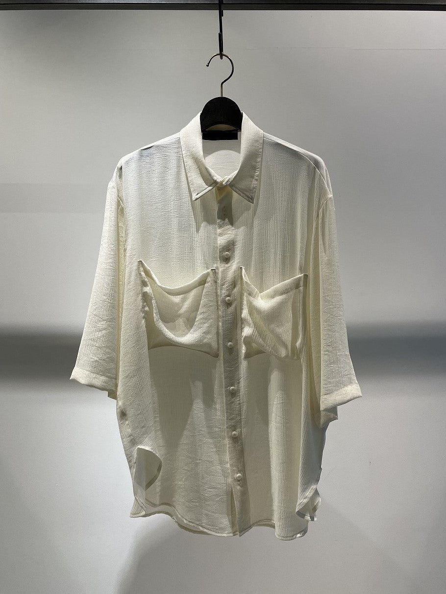 LA HAINE INSIDE US / OPEN COLLAR SHIRT SHORT SLEEVE / WHITE