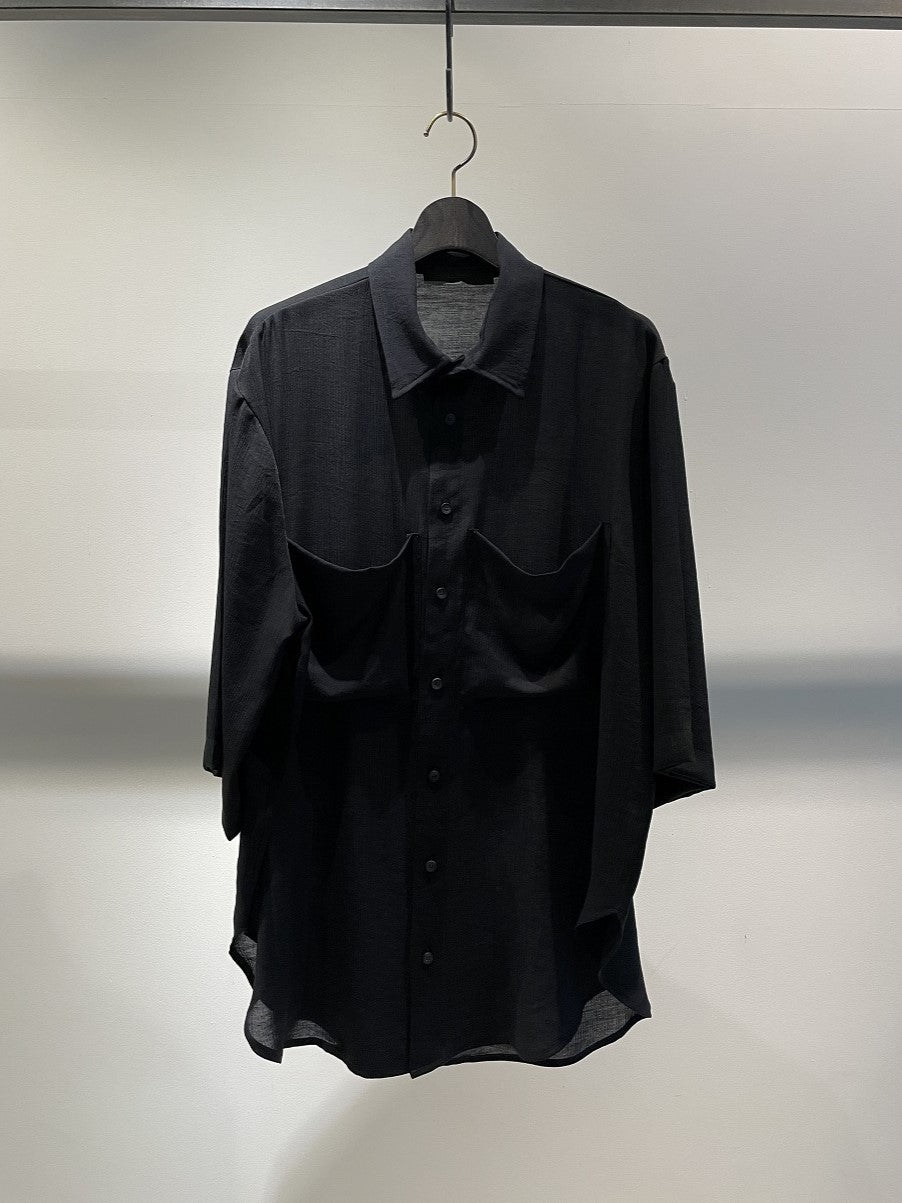 LA HAINE INSIDE US / OPEN COLLAR SHIRT SHORT SLEEVE / BLACK