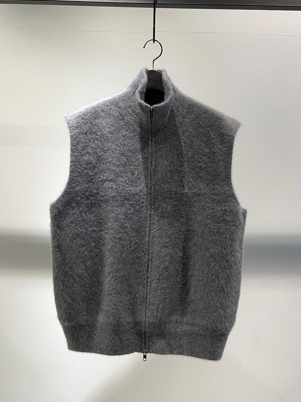 RAINMAKER / FOX CASHMERE ZIP UP VEST / GREY