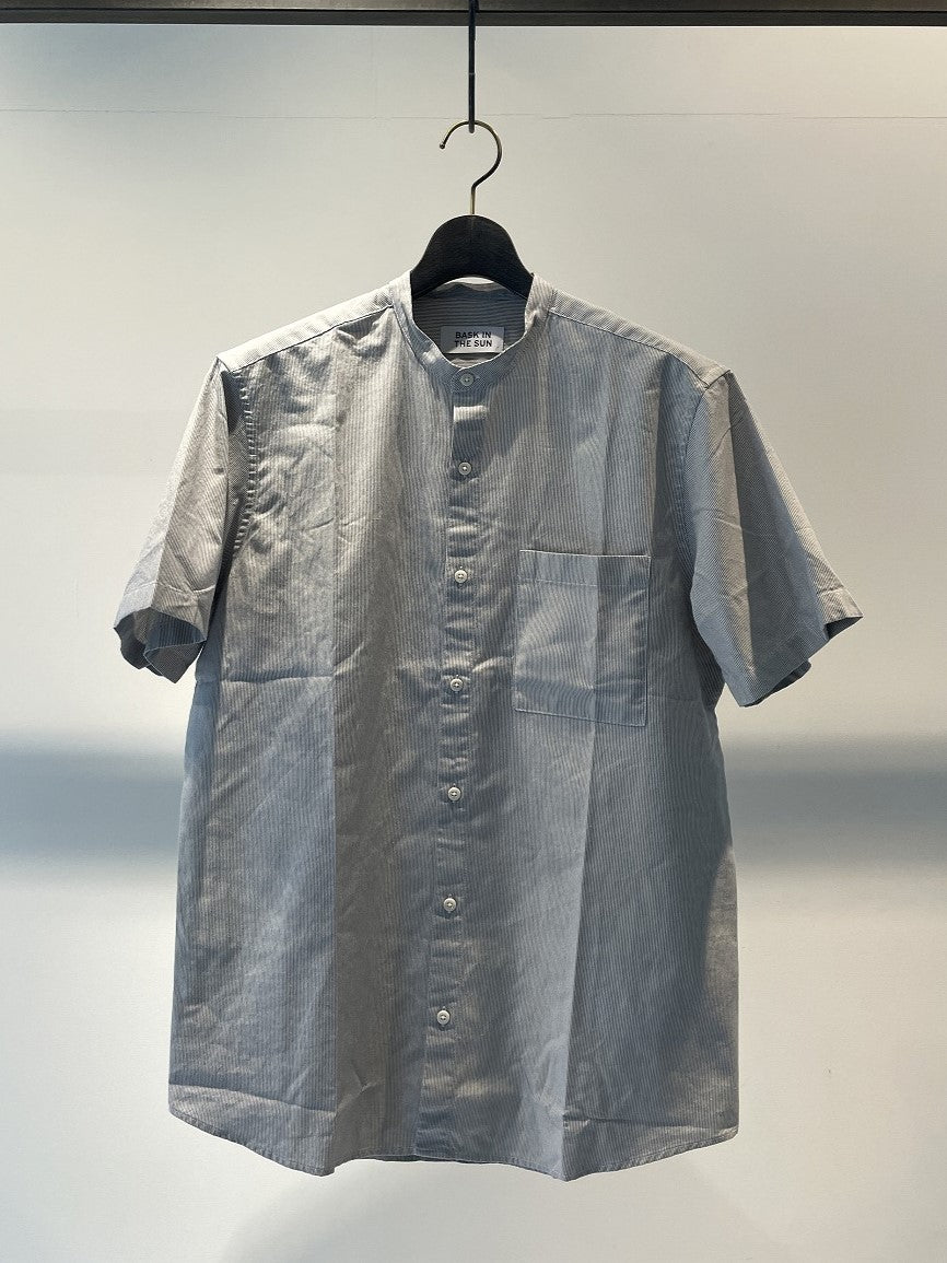 BASK IN THE SUN / BAND COLLAR SHIRT SS / STRIPE