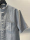 BASK IN THE SUN / BAND COLLAR SHIRT SS / STRIPE