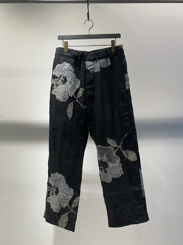 MARC POINT / LINEN EASY TROUSER  / BLACK FLOWER