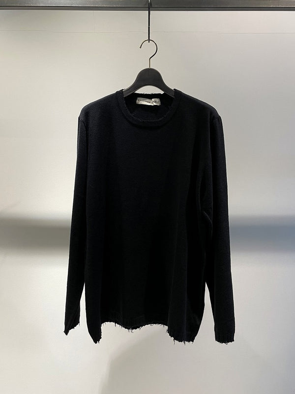 SYNGMAN CUCALA / DAMAGED CREW NECK KNIT / BLACK