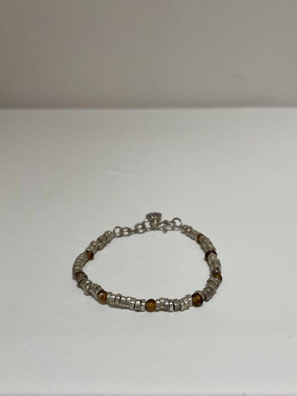 HILL TRIBE JEWELRY / SILVER BEADS + AMBER BRACELET