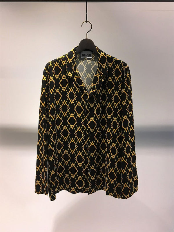 WAXMAN BROTHERS / OPEN COLLAR SHIRT / BLACK-YELLOW