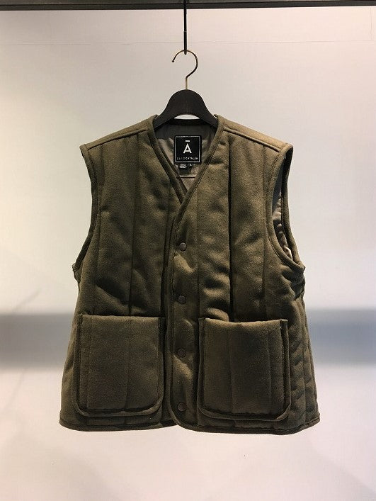 DAVID CATALAN / WOOL QUILTED VEST / OLIVE