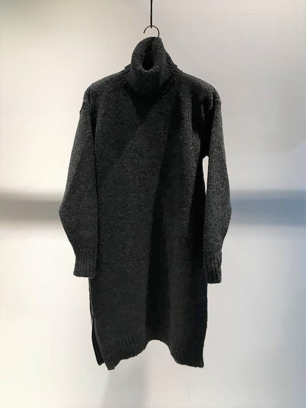 LA HAINE INSIDE US / HIGH NECK LONG KNIT / CHARCOAL