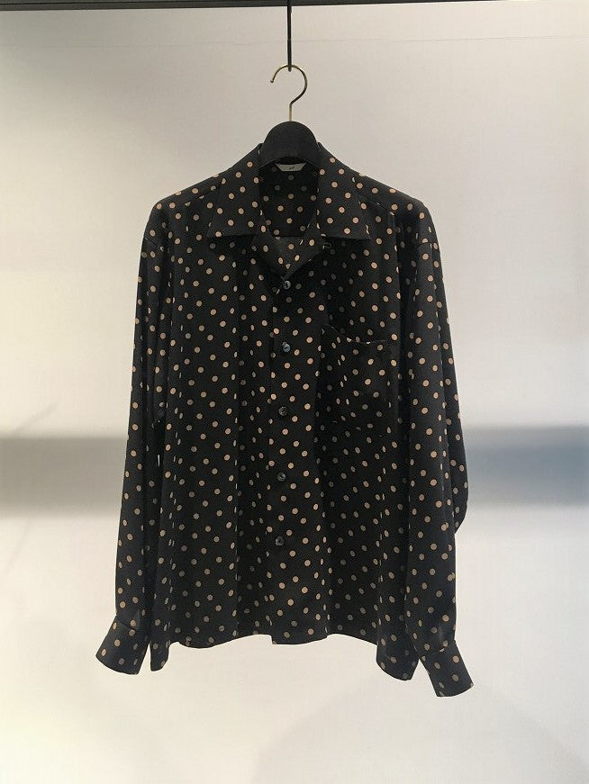 maison mill OPEN COLLAR SHIRT 黒ドット サンプル品 MAISON MILL / OPEN COLLAR SHIRTS / DOTS – Inefficient