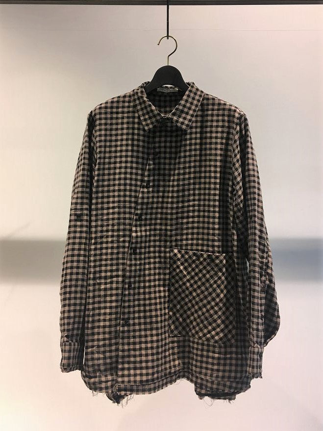 ALEKSANDR MANAMIS / ASYMMETRIC LONG SLEEVE SHIRT / CHECK