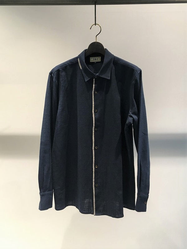 J-B-J / EMBROIDERY REGULAR COLLAR SHIRT / NAVY